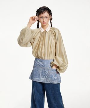 데님 레더 하프 랩 웨이스트 백 2color