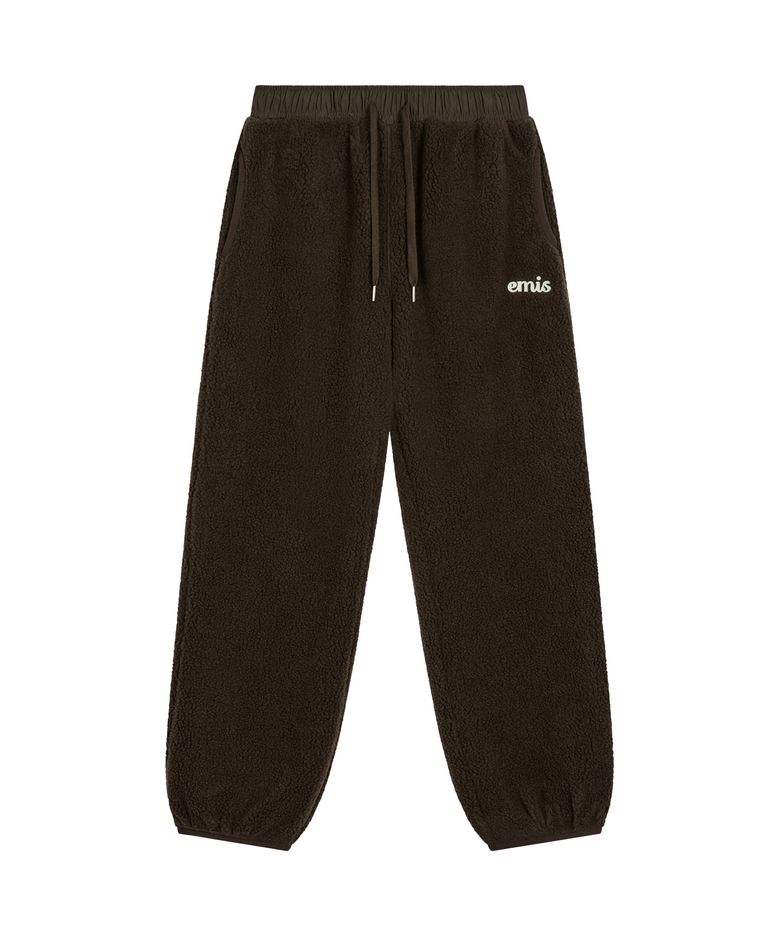 (W) FLEECE JOGGER PANTS-BROWN