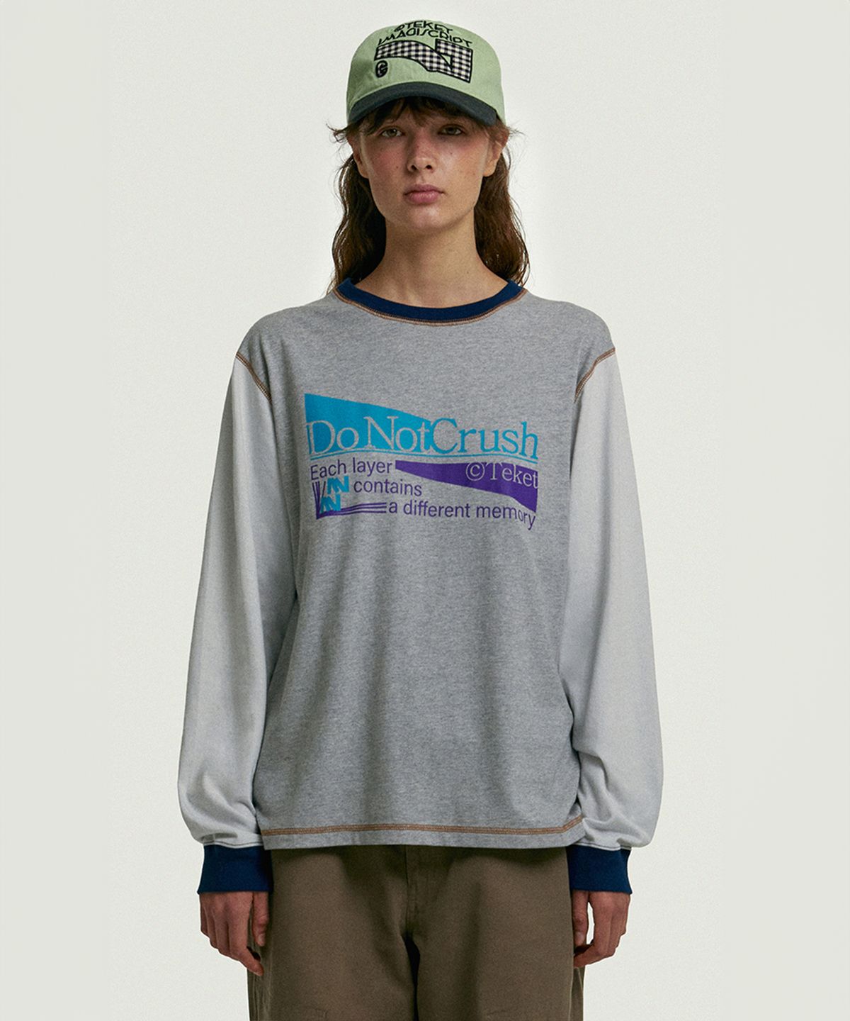 테켓(TEKET) Do Not Crush L/S Tee Melange Gray