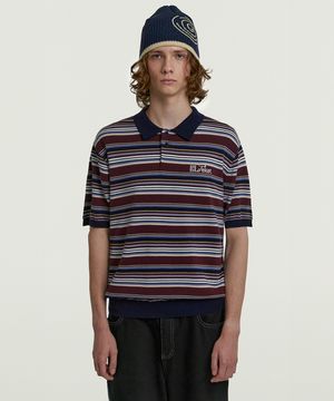 Script Knit Polo Navy