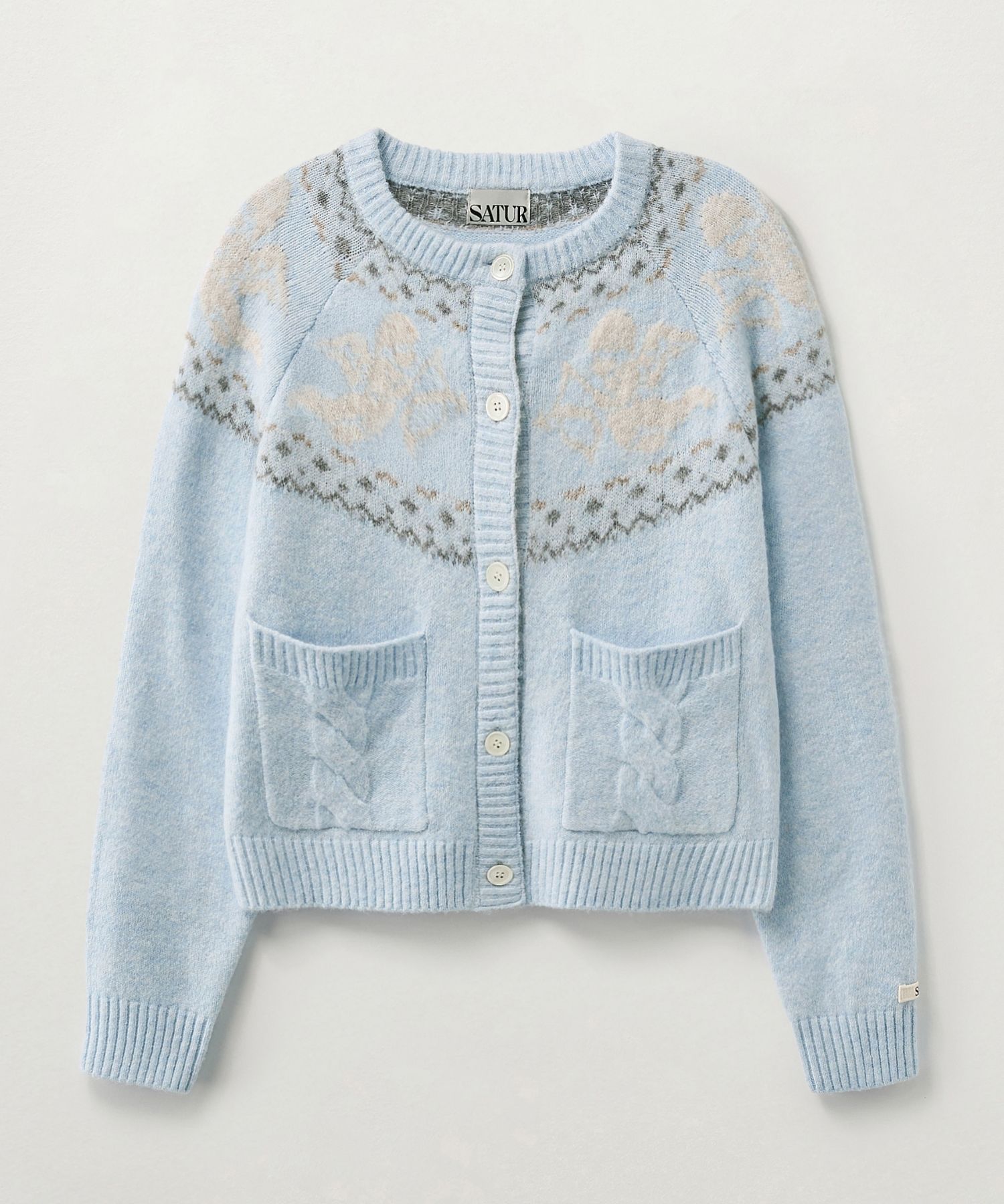 MUSINSA公式 | SATUR (W) ホリデーエンジェルニットカーディガンスカイ