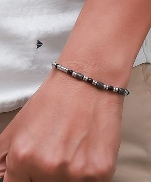 누아르스틸 BM257B1216 오닉스  천연원석 체인 남자팔찌