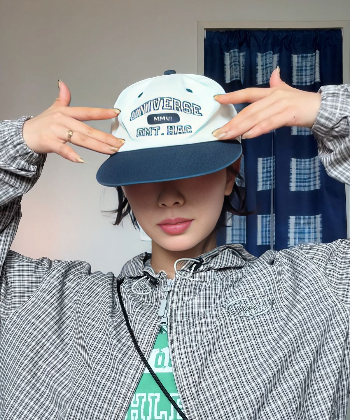 유니버스 가먼트(UNIVERSE GARMENT) UG 투톤 로고 워싱 캡_NAVY