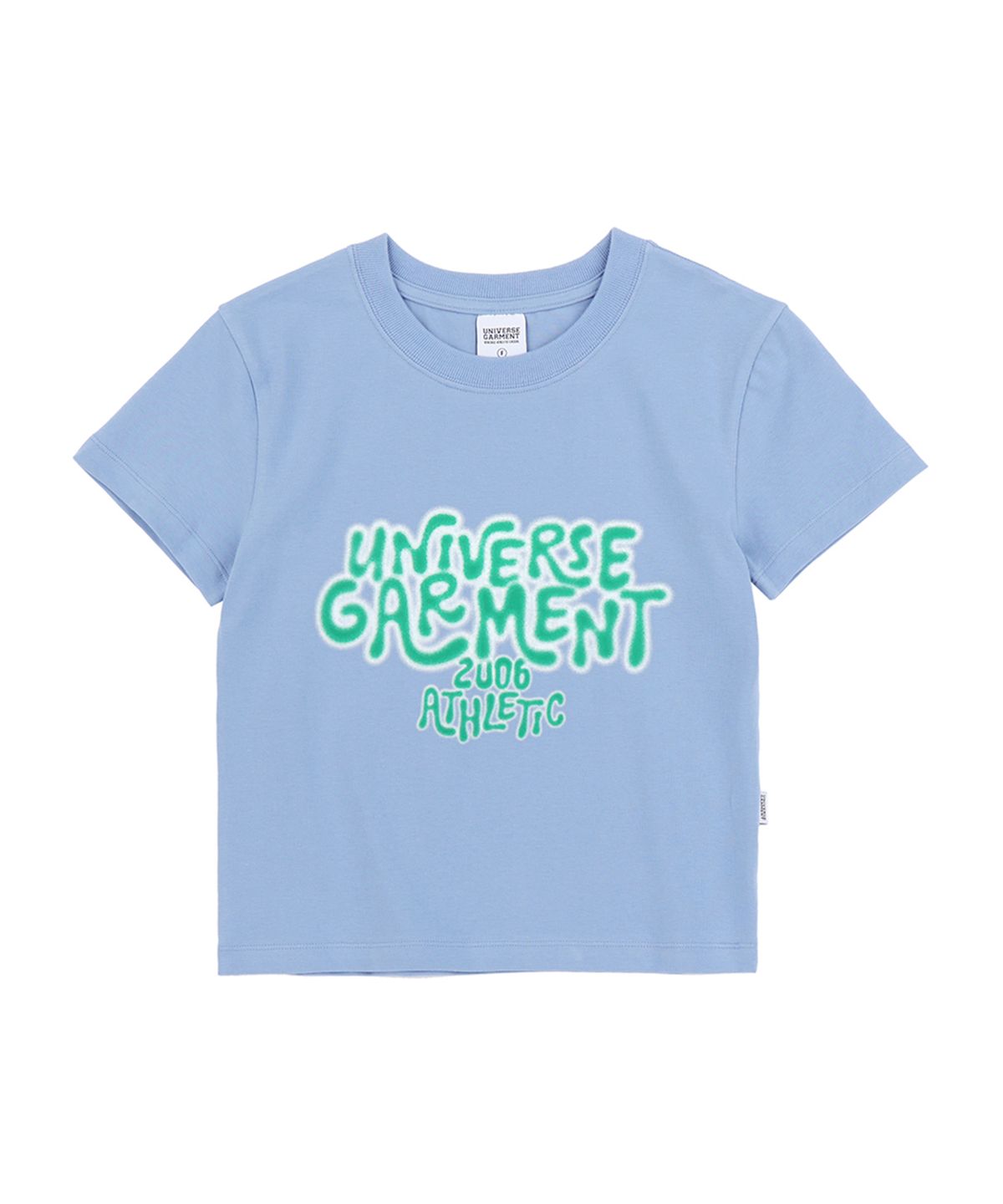유니버스 가먼트(UNIVERSE GARMENT) UG 네온 블러 슬림 크롭 우먼티셔츠_Light Blue