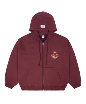 애슬래틱 엠블럼 기모 후드 집업_Burgundy