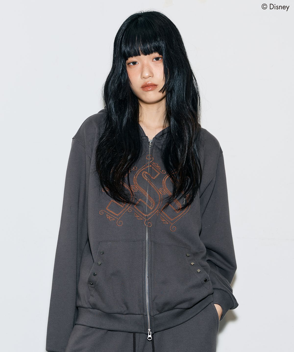 라티젠(LARTIGENT) [DISNEY] WISH_SPARKLE HOODIE ZIP-UP(CHARCOAL)