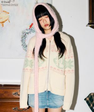 [DISNEY] CHIP AND DALE_KNIT HOOD ZIP-UP(BEIGE)