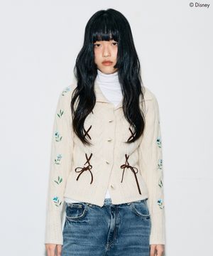 [DISNEY]SNOW WHITE_RIBBON KNIT CARDIGAN(CREAM)