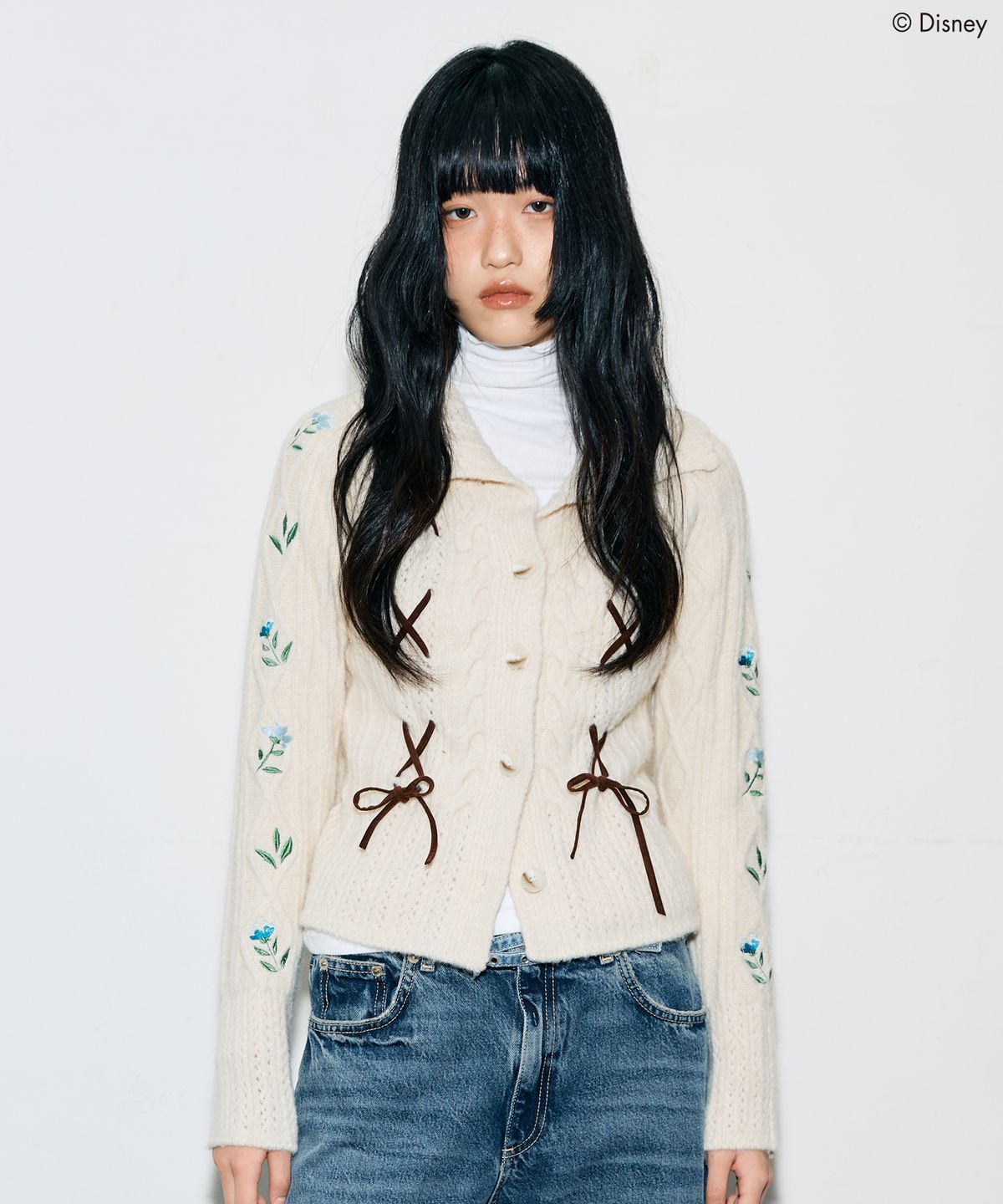 라티젠(LARTIGENT) [DISNEY]SNOW WHITE_RIBBON KNIT CARDIGAN(CREAM)