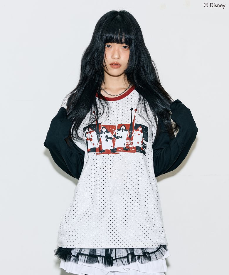 [DISNEY]  WONDERLAND_DOT RAGLAN T-SHIRT(WHITE)