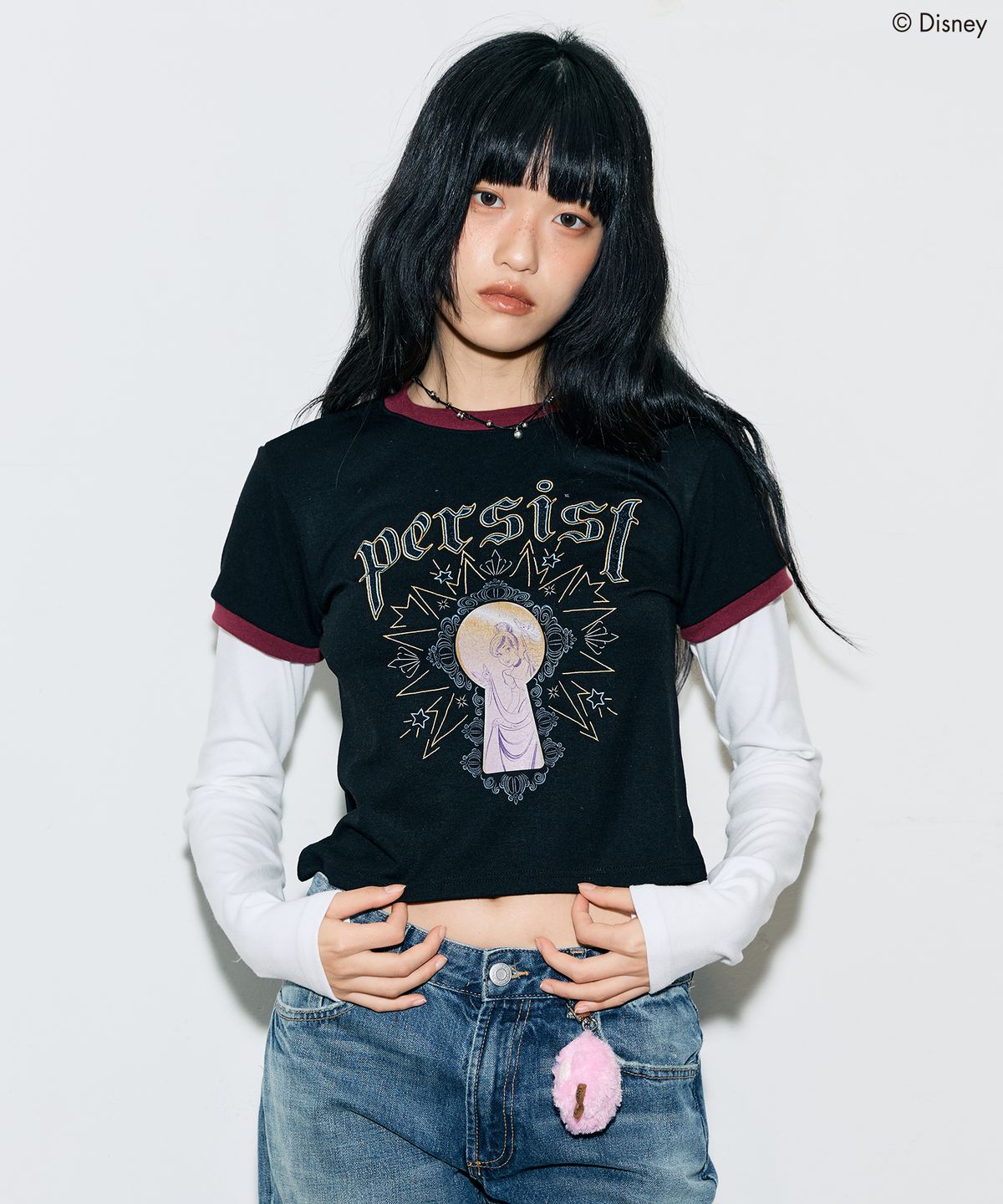 라티젠(LARTIGENT) [DISNEY] CINDERELLA_LAYERED T-SHIRT(BLACK)