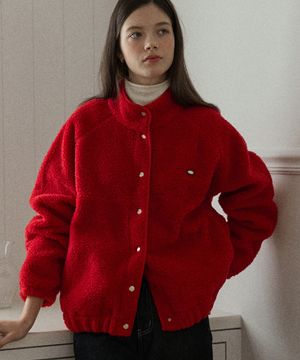 시어링 컴피 플리스 자켓 - 레드