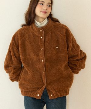 시어링 컴피 플리스 자켓 - 브라운