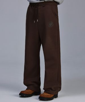 플레어 배기 기모 트레이닝 팬츠[브라운]