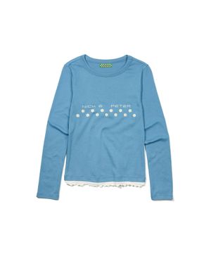 [PETER X NICKGEAR] SCALLOP LONG SLEEVE T-SHIRTS - DUSTY SKY BLUE
