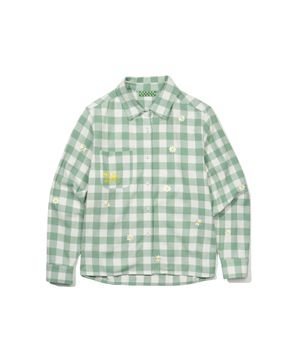 [PETER X NICKGEAR] FLOWER BADGE CHECK SHIRTS - MINT
