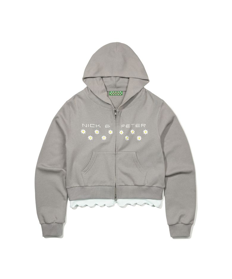 [PETER X NICKGEAR] SCALLOP ZIP HOODIE - MOCHA GRAY