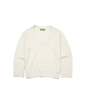 [PETER X NICKGEAR] FLOWER EYELET V-NECK KNIT - IVORY