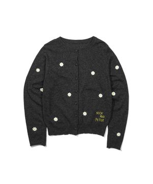 [PETER X NICKGEAR] FLOWER BADGE CARDIGAN - CHARCOAL