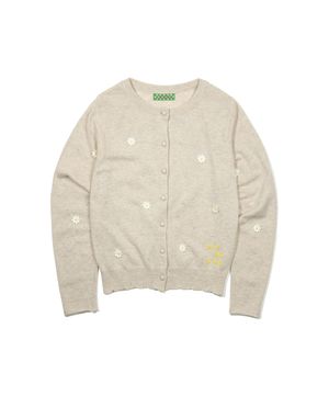 [PETER X NICKGEAR] FLOWER BADGE CARDIGAN - BEIGE