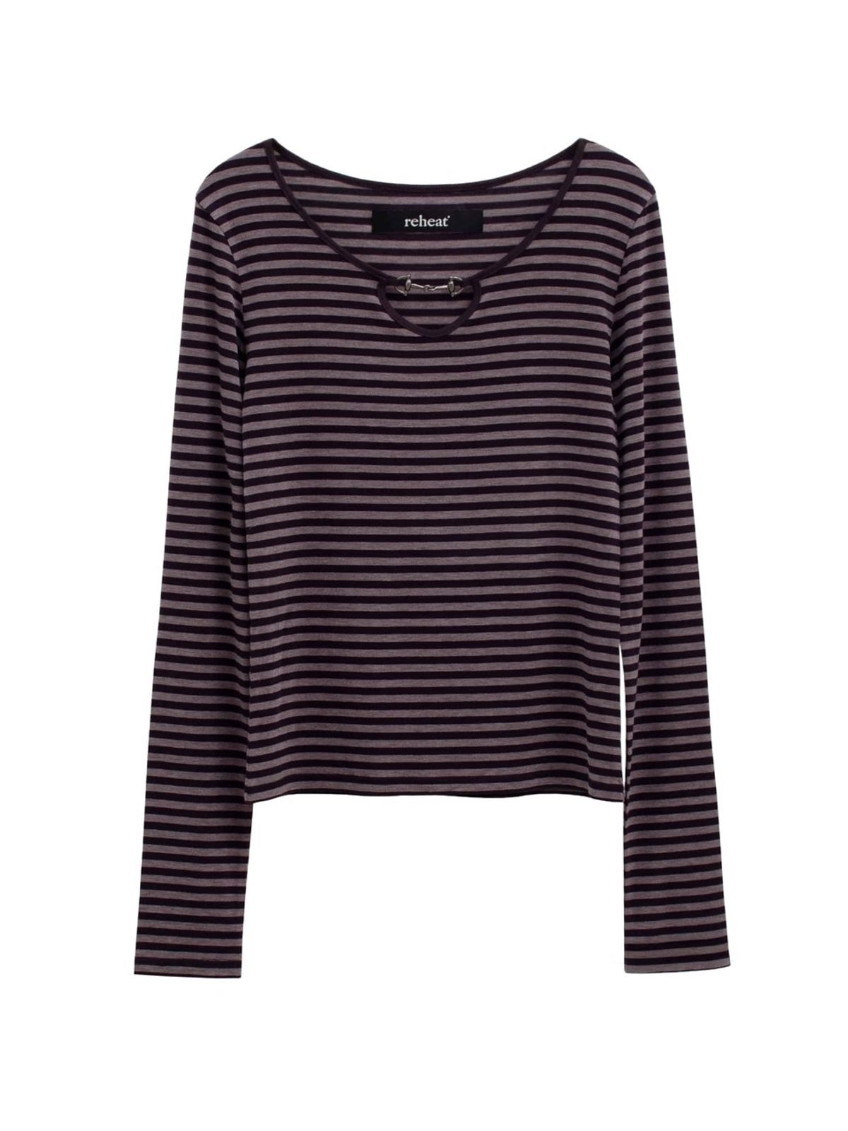 리히트(REHEAT) HORSEBIT DETAIL STRIPE TOP_PURPLE