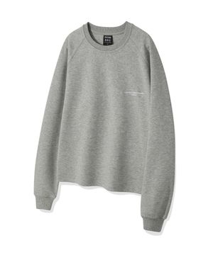 뒷 프린팅 포인트 맨투맨 크롭 티셔츠[그레이]