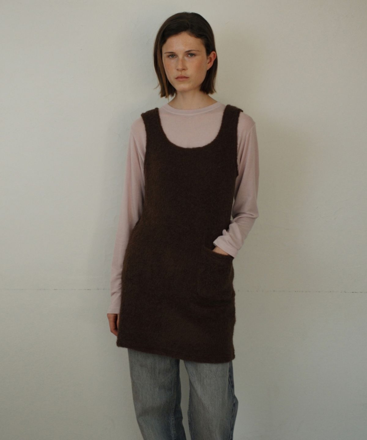 어나우트(UNNOUT) FUR VINTAGE DRESS BROWN