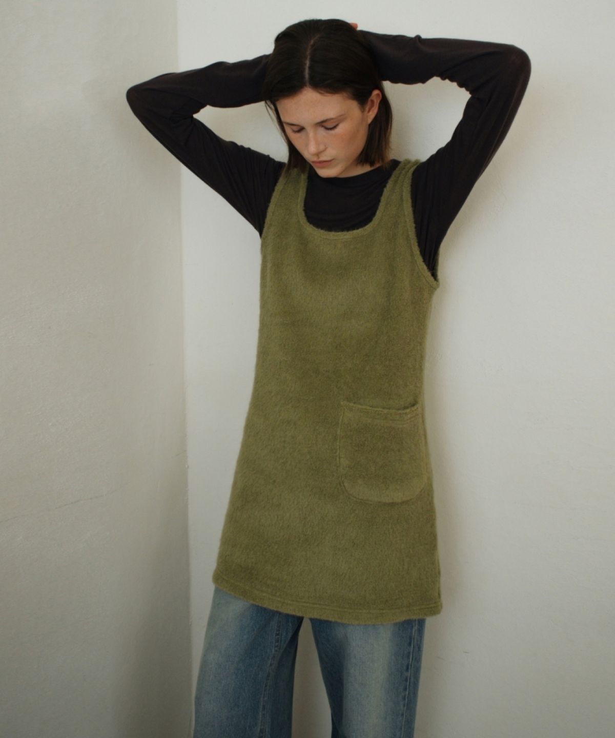 어나우트(UNNOUT) FUR VINTAGE DRESS OLIVE