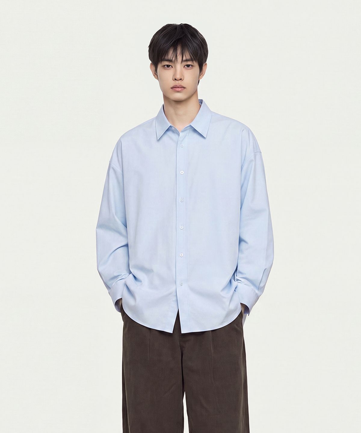 스탠드오버(STAND OVER) 오버핏 옥스포드 셔츠 [스카이 블루]