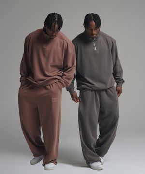 [SET] 피그먼트 오버핏 절개 아노락 + 피그먼트 오버핏 와이드 스트링 조거 팬츠 (3COLOR)