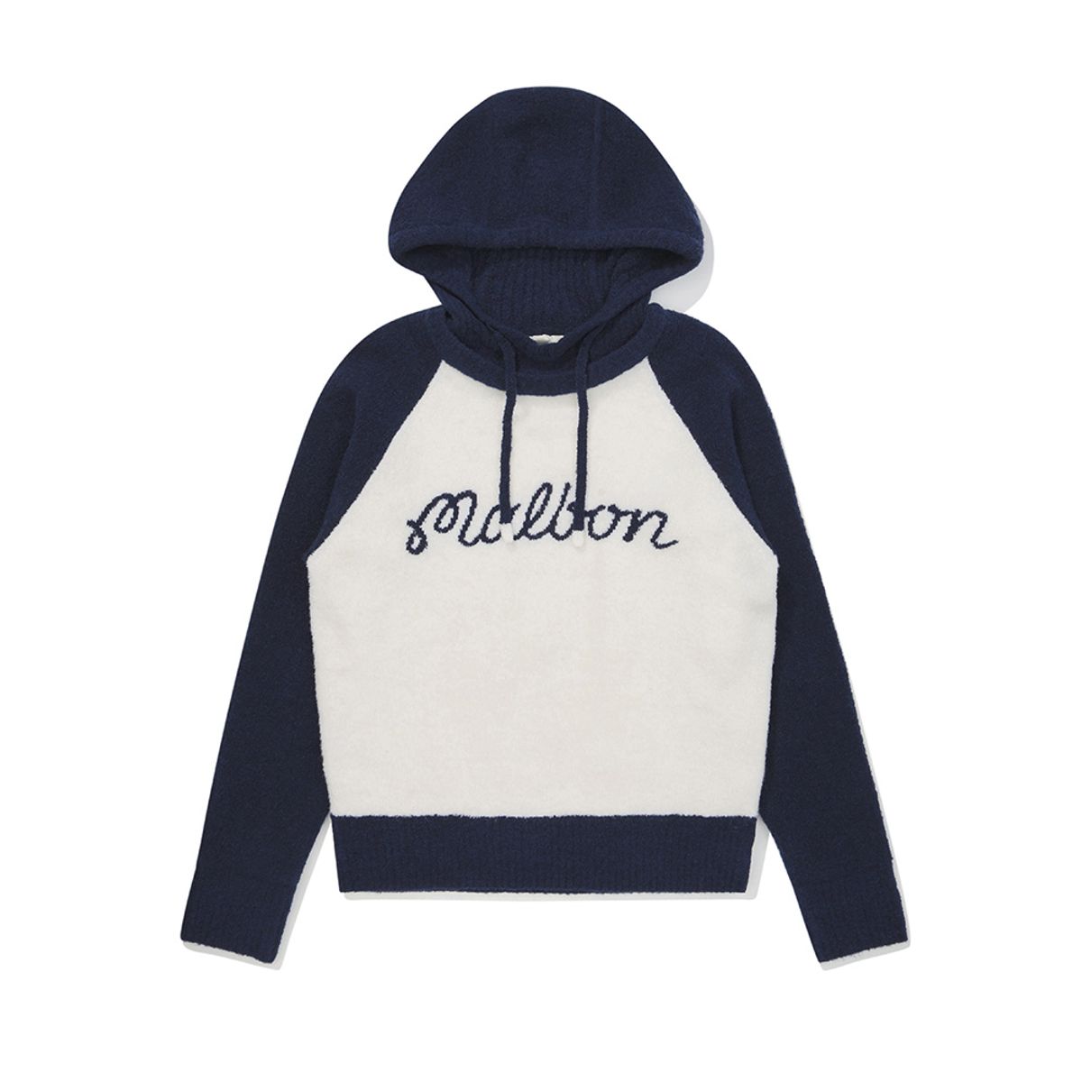 말본 골프(MALBON GOLF) 여성 래글런 후드 배색 니트 NAVY (WOMAN)