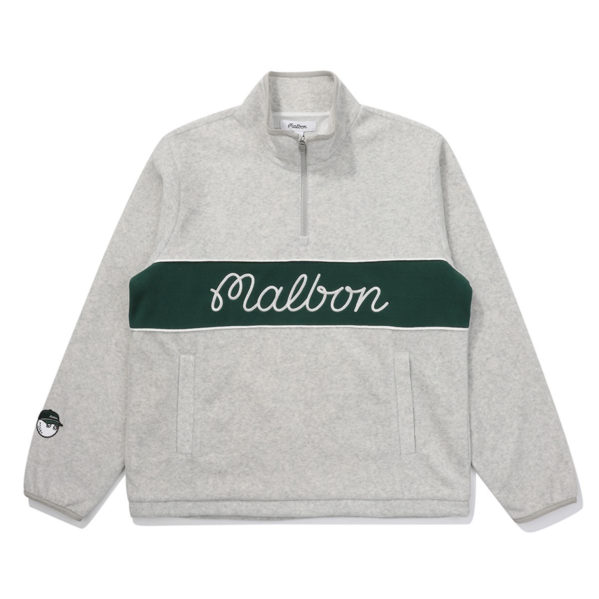 말본 골프(MALBON GOLF) 컬러 블럭 플리스 티셔츠 LIGHT MELANGE GRAY