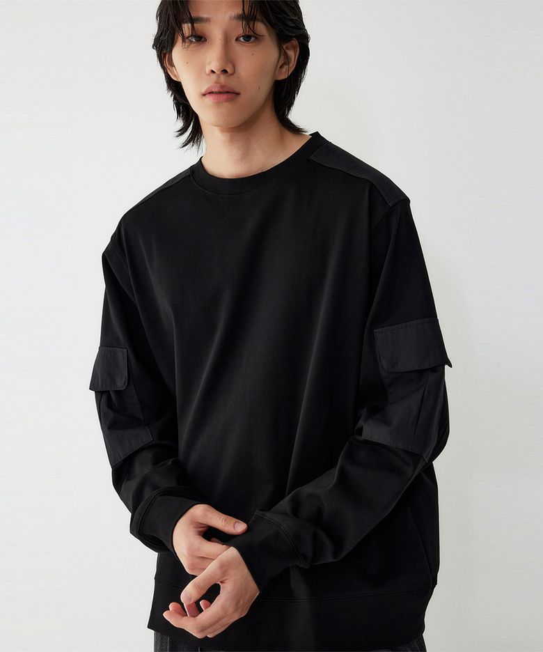 [MEN] 암 포켓 롱슬리브 티셔츠_블랙 9155422203