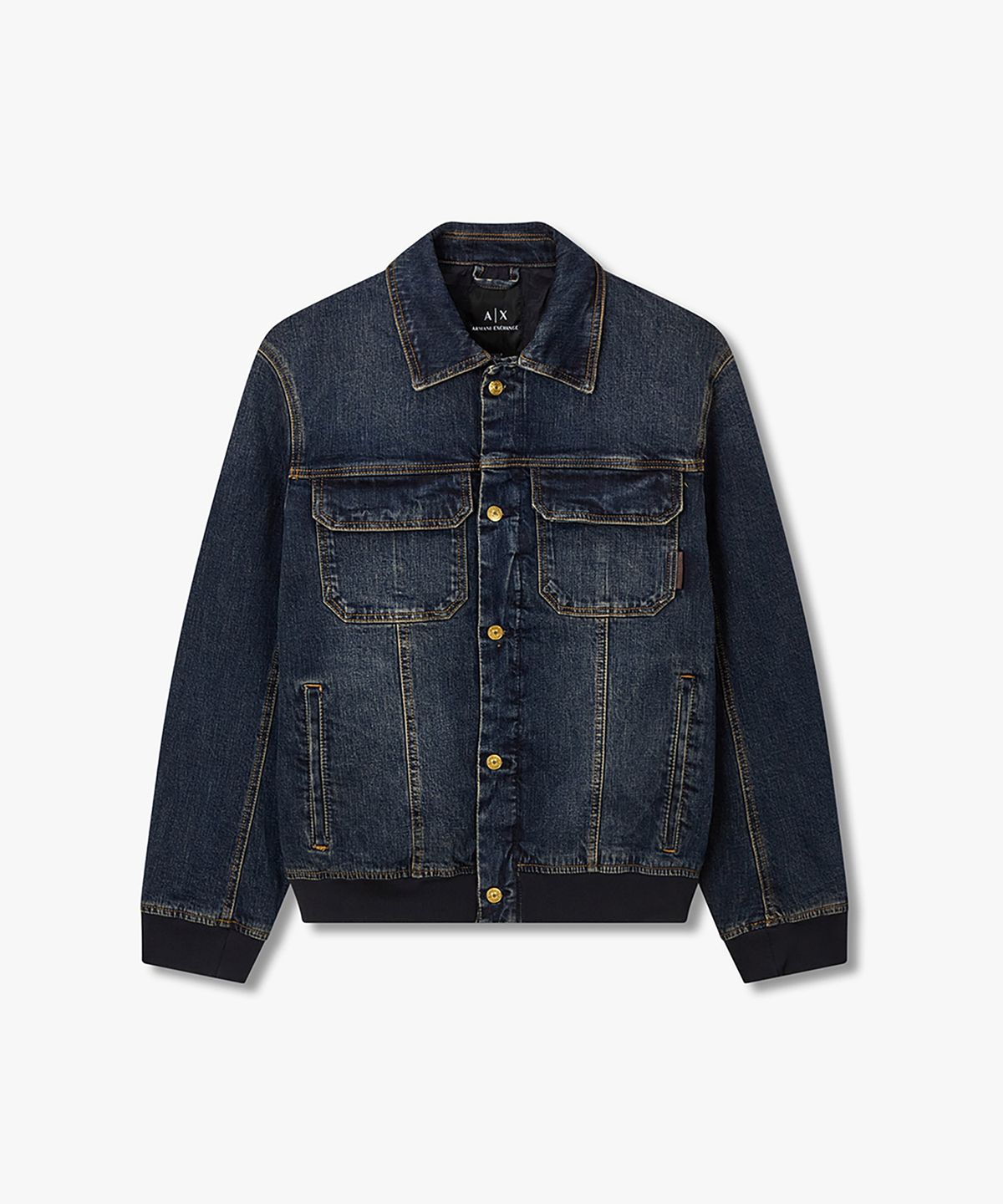 아르마니 익스체인지(ARMANI EXCHANGE) 남성 리브 인서트 데님 자켓_블루 A415310025