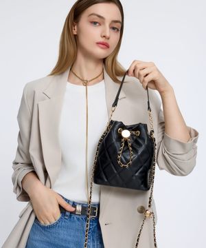 브레첼 퀼팅 체인 미니 버킷백 H25H1029 블랙