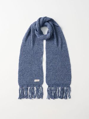 레인 태슬 니트 머플러 (블루)