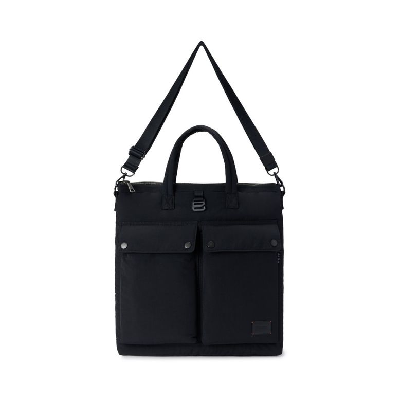 TWO POCKET PADDED TOTE BAG - BLACK (P255ATO414)