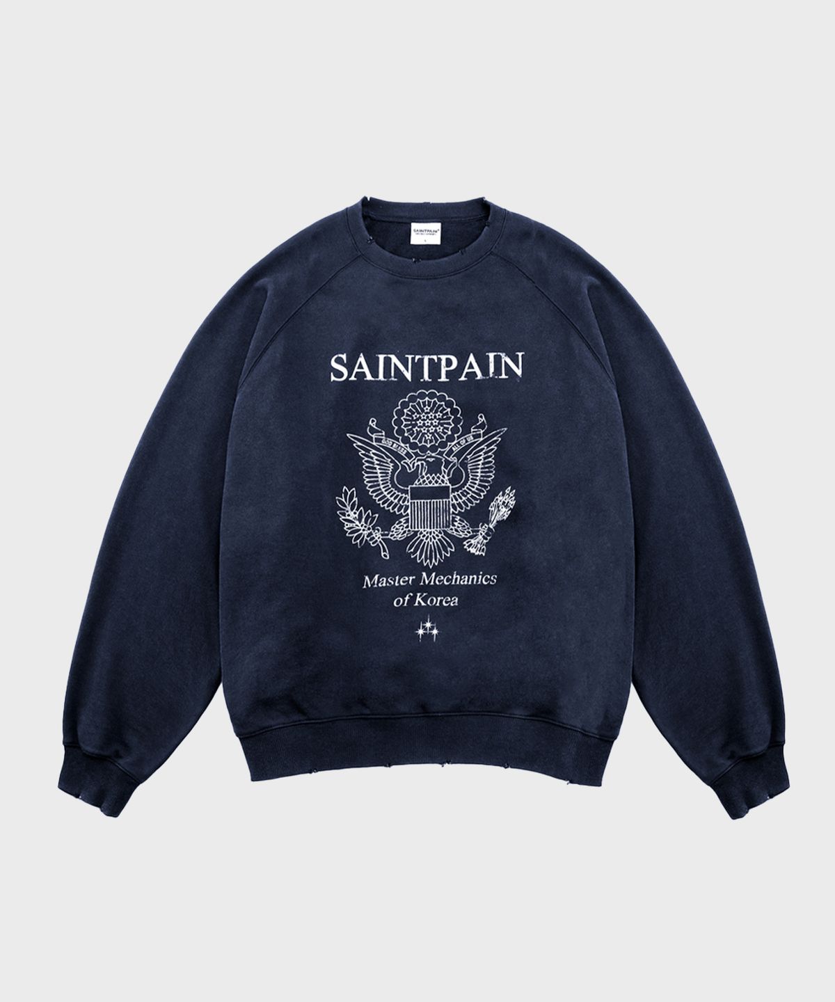 세인트페인(SAINTPAIN) SP 데미지 스웨트셔츠 네이비