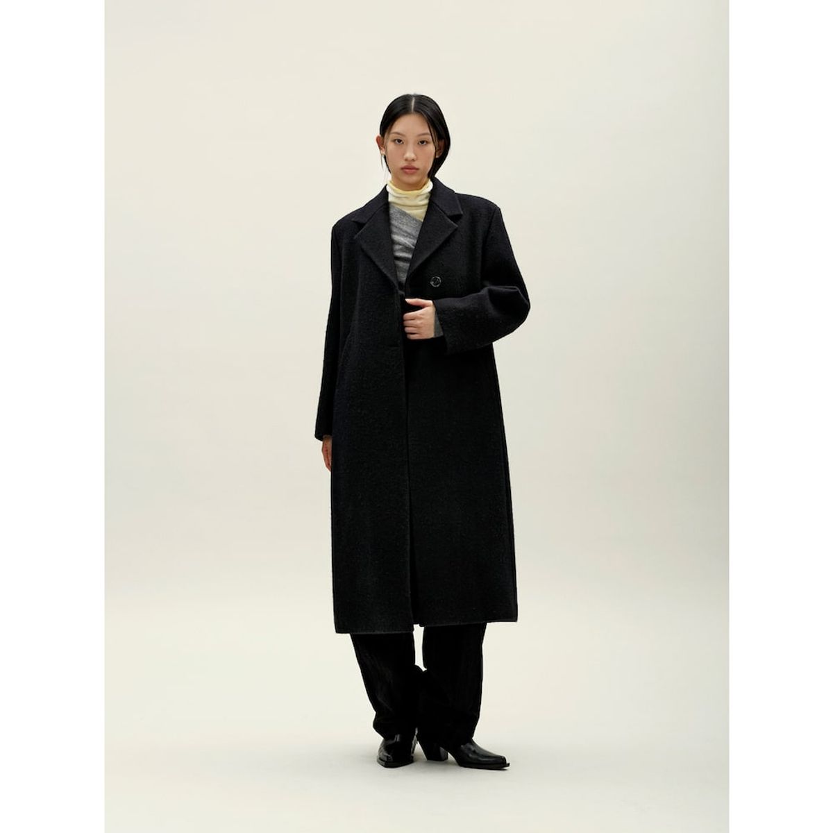 앙개(ANGGAE) Long Jacket Coat  Black