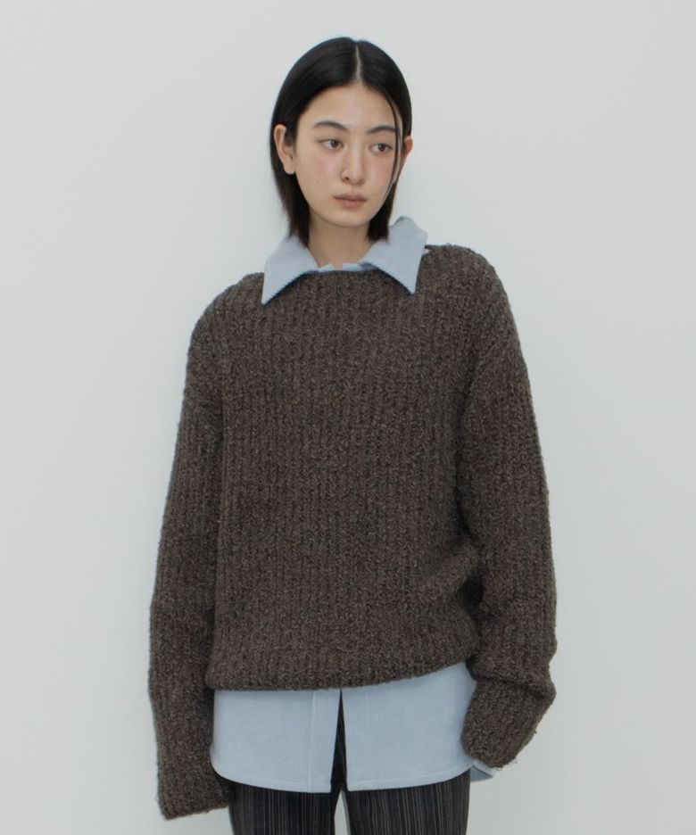 BOATNECK LOOSE FIT KNIT / BROWN