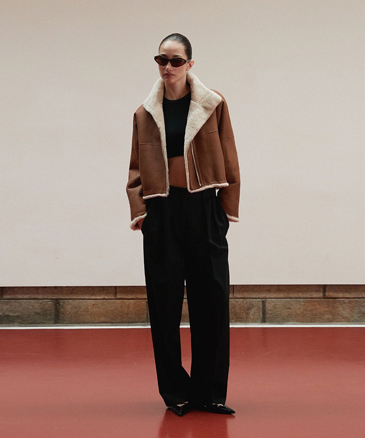 베르데마르(VERDEMAR) Reversible High Neck Shearling Jacket_Camel