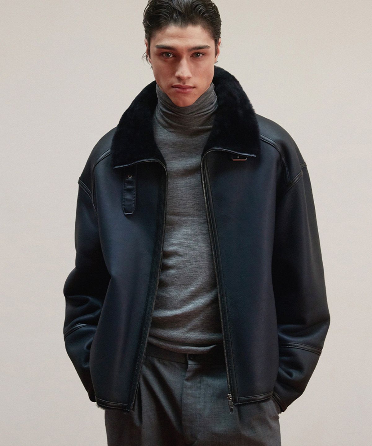 베르데마르(VERDEMAR) Shearling Buckle Jacket_Deep Navy
