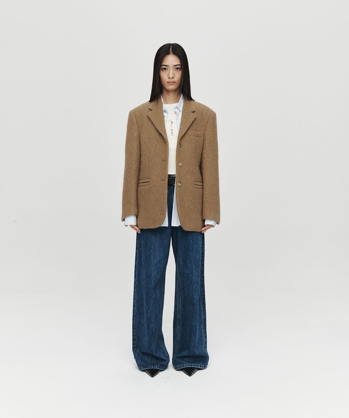 호이테(HEUTE) ALPACA SQUARE WOOL SINGLE JACKET (BEIGE)