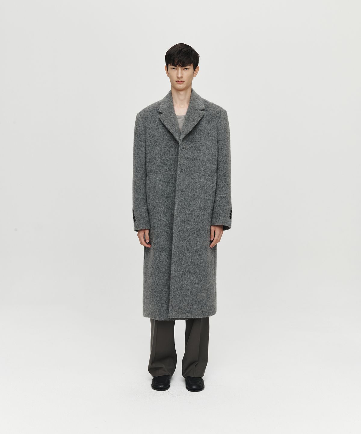 호이테(HEUTE) ALPACA LONG SINGLE COAT (CHARCOAL)