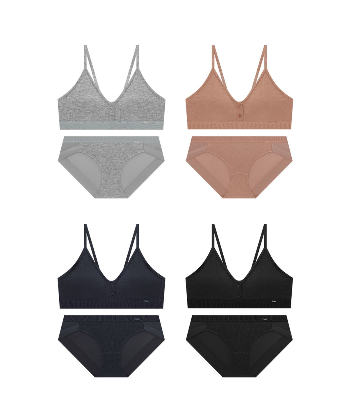 휘게 언더웨어(HYGGE UNDERWEAR) 프렌치 골지 브라렛 팬티 세트