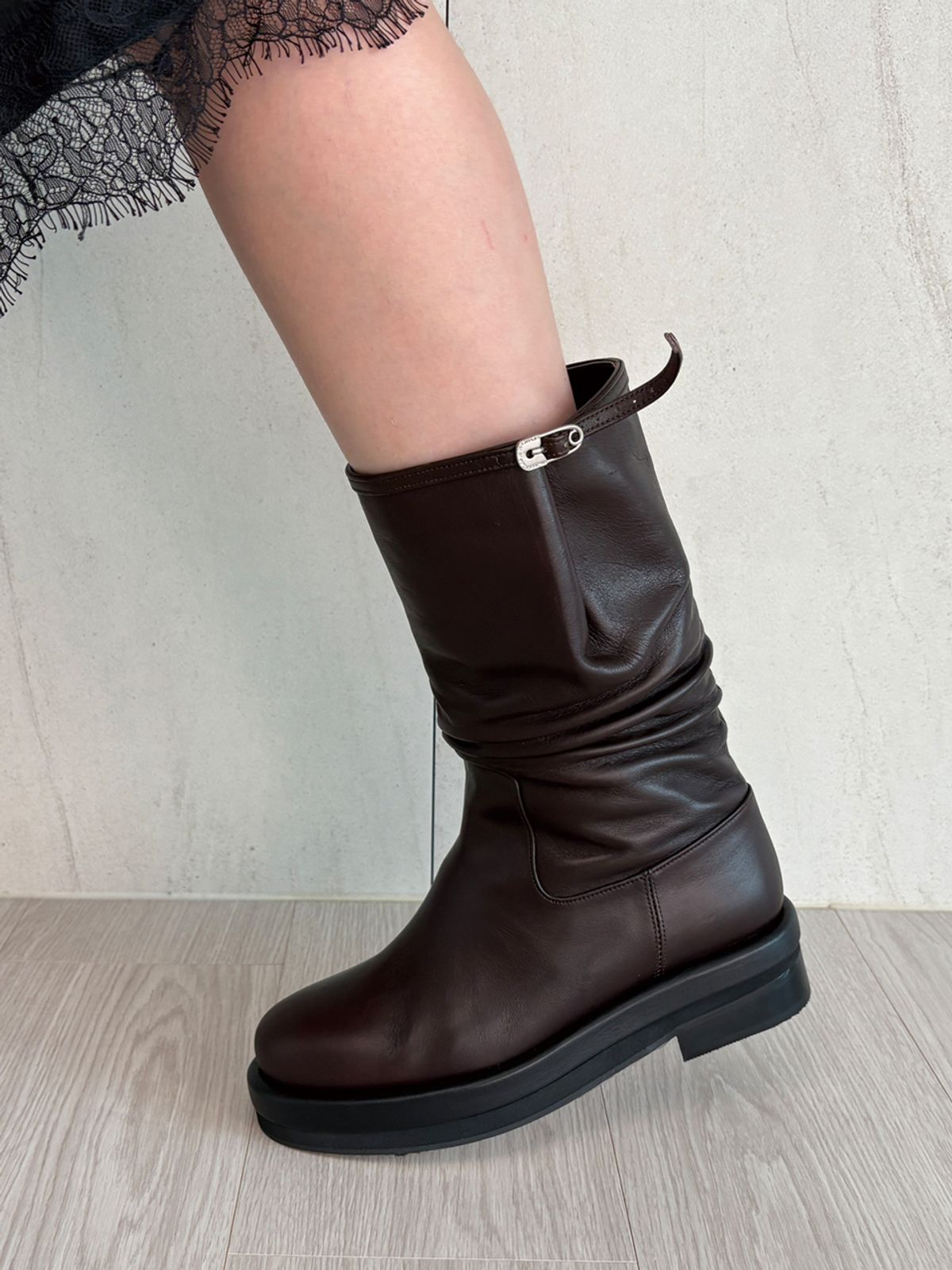 블랑토(BLANC TOE) STRAP MID BOOTS40 [F89-DARK BROWN]