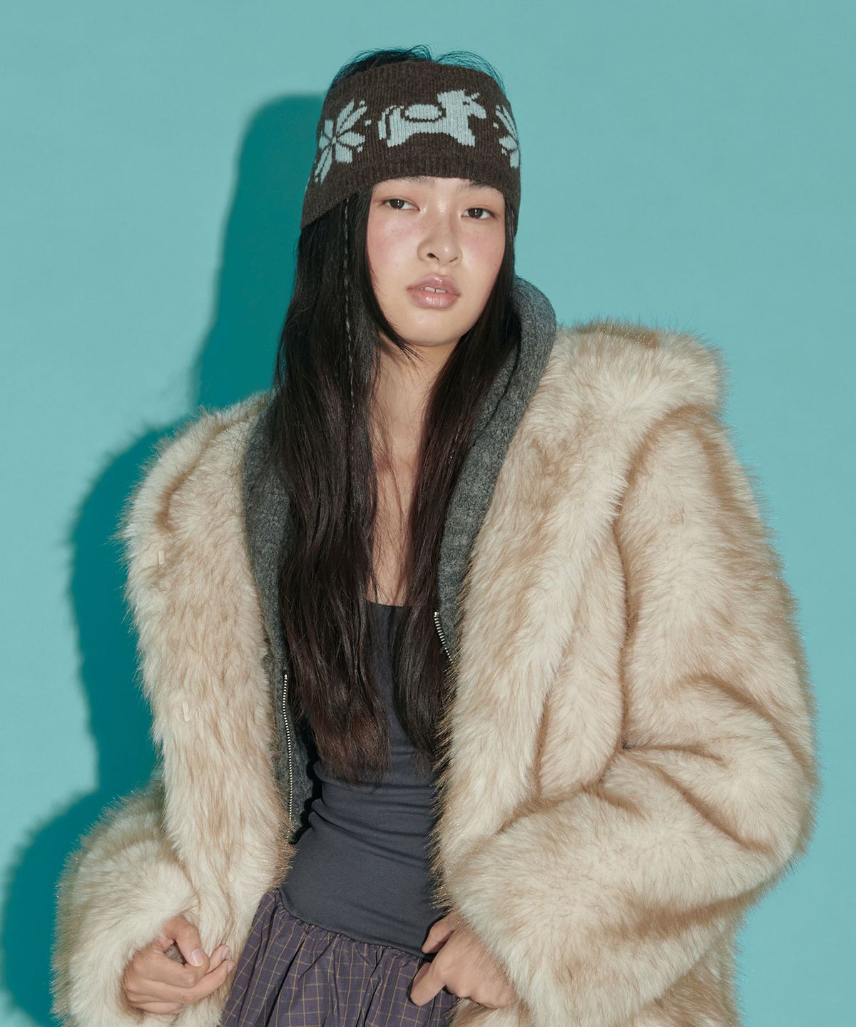 더포르타(THEPORTA) UNICORN KNIT HAIRBAND, CHARCOAL