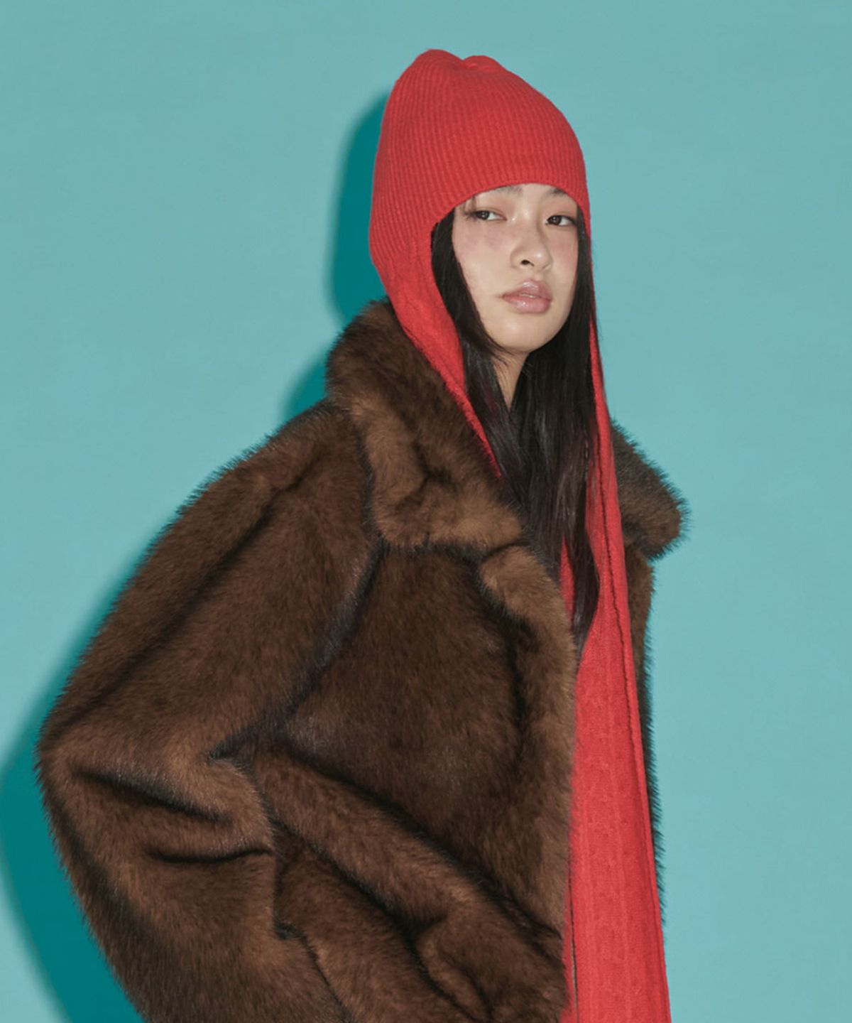 더포르타(THEPORTA) CABLE DROP BEANIE, RED