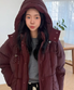 스퀘어 퀼팅 후드 숏 푸퍼 [BURGUNDY] / WBE4L07537