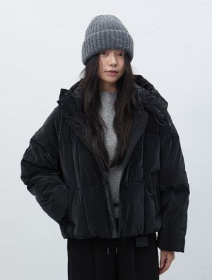 스퀘어 퀼팅 후드 푸퍼 [BLACK] / WBE4L07537